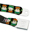 SOUTH PARK Title Logo Full Color Black/White Seatbelt Belt - South Park Kyle Flip Poses Black Webbing