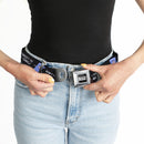 SOUTH PARK Title Logo Full Color Black/White Seatbelt Belt - South Park Towlie DON’T FORGET TO BRING A TOWEL Pose Black Webbing