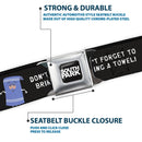 SOUTH PARK Title Logo Full Color Black/White Seatbelt Belt - South Park Towlie DON’T FORGET TO BRING A TOWEL Pose Black Webbing