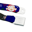 SOUTH PARK Title Logo Full Color Black/White Seatbelt Belt - South Park Cartman Holiday Quote Sweater Stitch Pose Blue Webbing
