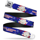 SOUTH PARK Title Logo Full Color Black/White Seatbelt Belt - South Park Cartman Holiday Quote Sweater Stitch Pose Blue Webbing