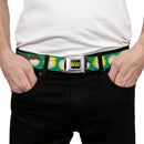 SOUTH PARK Title Logo Full Color Black/Yellow Seatbelt Belt - South Park Kids Faces Green Webbing