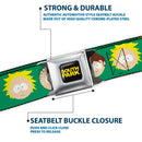 SOUTH PARK Title Logo Full Color Black/Yellow Seatbelt Belt - South Park Kids Faces Green Webbing