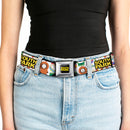 SOUTH PARK Title Logo Full Color Black/Yellow Seatbelt Belt - SOUTH PARK Title Logo and Characters Scattered White Webbing