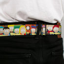 SOUTH PARK Title Logo Full Color Black/Yellow Seatbelt Belt - South Park School Kids Faces Stacked Webbing