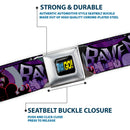 TEEN TITANS GO! Full Color Black Blue Yellow Seatbelt Belt - RAVEN/Trigon/Ghosts Cemetery Poses Purples Webbing