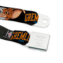 GREMLINS 1984 Title Logo Full Color Black/Blue/Orange Seatbelt Belt - GREMLINS 1984 Gizmo Face Close-Up Black Webbing