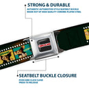 GREMLINS Title Logo Full Color Black/White/Red Seatbelt Belt - Gremlins GIZMO Film Strip Pose Blocks Webbing