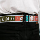 GREMLINS Title Logo Full Color Black/White/Red Seatbelt Belt - Gremlins GIZMO Text and Pose Blocks White/Multi Color Webbing