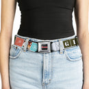 GREMLINS Title Logo Full Color Black/White/Red Seatbelt Belt - Gremlins GIZMO Text and Pose Blocks White/Multi Color Webbing