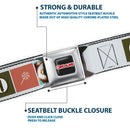 GREMLINS Title Logo Full Color Black/White/Red Seatbelt Belt - Gremlins GIZMO Text and Pose Blocks White/Multi Color Webbing