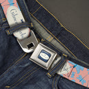 GILMORE GIRLS Title Logo Full Color Blue/White Seatbelt Belt - GILMORE GIRLS Title Logo and Dragon Flies Scattered Pink/White/Blues Webbing