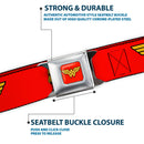 Wonder Woman Logo Full Color Red Seatbelt Belt - Wonder Woman Logo Red Webbing