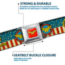 Wonder Woman Logo Full Color Red Seatbelt Belt - WONDER WOMAN/Logo Americana Red/White/Blue/Yellow Webbing