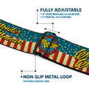Wonder Woman Logo Full Color Red Seatbelt Belt - WONDER WOMAN/Logo Americana Red/White/Blue/Yellow Webbing