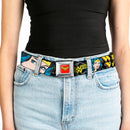 Wonder Woman Logo Full Color Red Seatbelt Belt - WONDER WOMAN w/Face CLOSE-UP Leopard Black/Gray Webbing