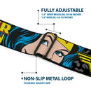 Wonder Woman Logo Full Color Red Seatbelt Belt - WONDER WOMAN w/Face CLOSE-UP Leopard Black/Gray Webbing