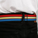 Wonder Woman Logo Full Color Red Seatbelt Belt - Wonder Woman Stripe/Stars Red/Gold/Blue/White Webbing