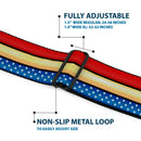 Wonder Woman Logo Full Color Red Seatbelt Belt - Wonder Woman Stripe/Stars Red/Gold/Blue/White Webbing