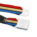 Wonder Woman Logo Full Color Red Seatbelt Belt - Wonder Woman Stripe/Stars Red/Gold/Blue/White Webbing