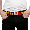 Wonder Woman Logo Full Color Red Seatbelt Belt - DC Girls WONDER WOMAN 3-Poses/Logo/Stars Red/Gold/Blues/White Webbing