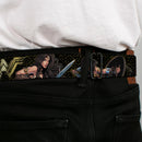 Wonder Woman 2017 Icon Full Color Black/Gold Seatbelt Belt - Wonder Woman 2017 Icon/3-Sketch Poses Black/Gold Webbing