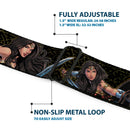 Wonder Woman 2017 Icon Full Color Black/Gold Seatbelt Belt - Wonder Woman 2017 Icon/3-Sketch Poses Black/Gold Webbing