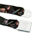 Wonder Woman 2017 Icon Full Color Black/Gold Seatbelt Belt - Wonder Woman 2017 Icon/3-Sketch Poses Black/Gold Webbing
