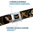 Wonder Woman 2017 Icon Full Color Black/Gold Seatbelt Belt - Wonder Woman 2017 Icon/3-Poses/Lasso of Truth Black/Brown/Golds Webbing