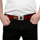 Wonder Woman 2017 Icon Full Color Black/Gold Seatbelt Belt - Wonder Woman 2017 Icon Reds/Golds Webbing