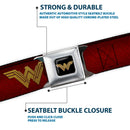 Wonder Woman 2017 Icon Full Color Black/Gold Seatbelt Belt - Wonder Woman 2017 Icon Reds/Golds Webbing