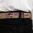 Wonder Woman Black Silver Seatbelt Belt - Wonder Woman Strength & Power Webbing