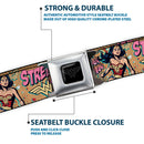 Wonder Woman Black Silver Seatbelt Belt - Wonder Woman Strength & Power Webbing