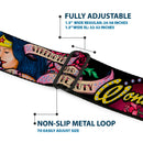 Wonder Woman Black Silver Seatbelt Belt - WONDER WOMAN/Roses STRENGTH AND BEAUTY Black-Pink Fade Webbing