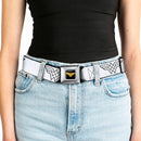 Wonder Woman Logo Reverse Brushed Black Gold Seatbelt Belt - Wonder Woman Logo Metallic Gold/Black Webbing