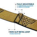 Wonder Woman Logo Reverse Brushed Black Gold Seatbelt Belt - Wonder Woman Logo Metallic Gold/Black Webbing