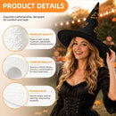 Personalized Halloween Witch Hat with Name Repeated All Over - Custom Name in Gold Dripping Font on All-Black Quilted Witch Hat for Adults and Teens