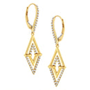 14K Yellow Gold 3/8 Cttw Double Triangle Drop and Dangle Diamond Earrings (G-H Color, SI1-SI2 Clarity)