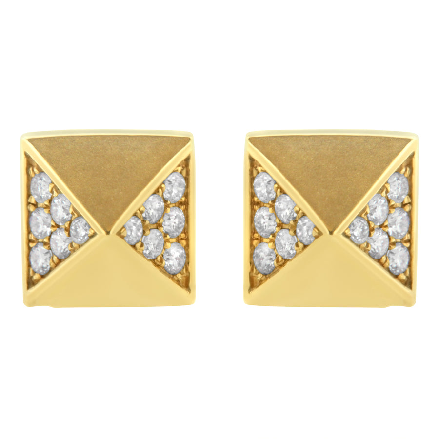 14K Yellow Gold 1/4 Cttw Diamond Pyramid Stud Earring (G-H Color, SI1-SI2 Clarity)
