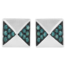14K White Gold 1/4 Cttw Treated Blue Diamond Pyramid Stud Earring (Blue Color, SI1-SI2 Clarity)