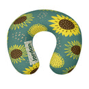 Personalized Sunflower Travel Neck Pillow with Name | Memory Foam, Detachable Washable Cover | Custom Gift for Sunflower Lovers