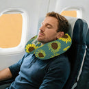Personalized Sunflower Travel Neck Pillow with Name | Memory Foam, Detachable Washable Cover | Custom Gift for Sunflower Lovers