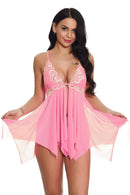 Lace Inset Jagged Hem Babydoll