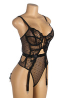 Embroidered Lace Cut Lingerie Teddy