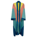 [SIZE L] Chevron Kimono Big Long Textured Satin Duster | Light Jacket, Outdoor Robe, Swimsuit Coverup