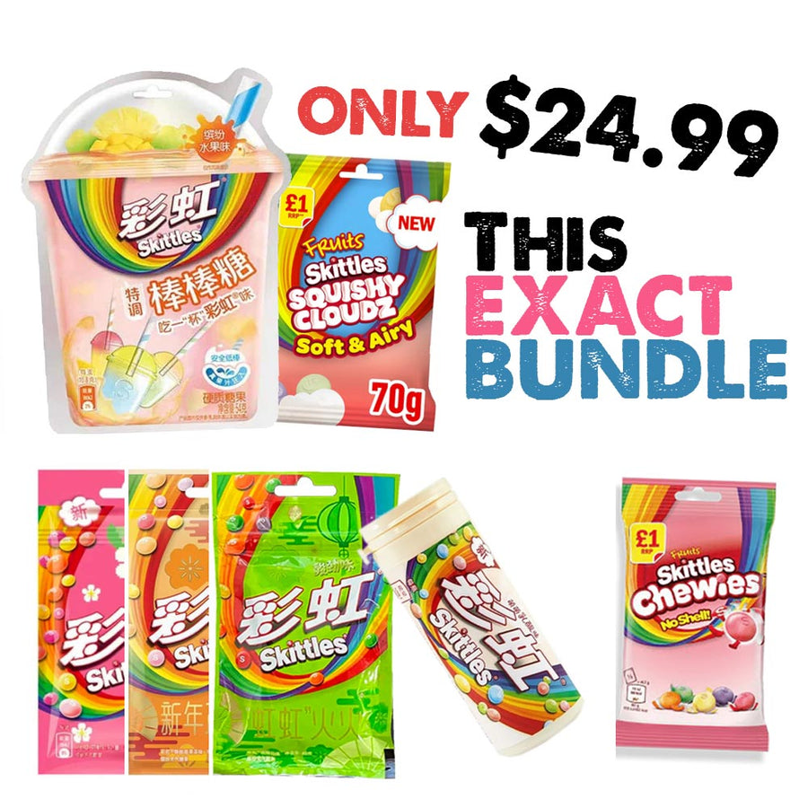 Skittles UK & China Bundle – 7 Pack International Skittles Candy Mix