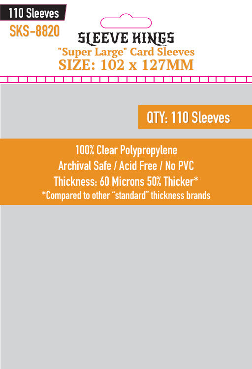 Super Large Game Card Sleeves (102x127mm) 110 Pack, 60 Micron, SKS-882 – Ralphie's Funhouse