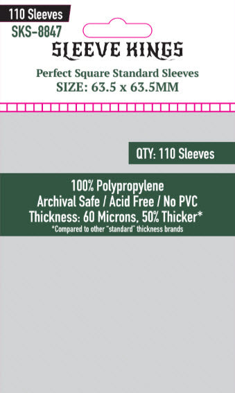Perfect Square Standard Sleeves (63.5x63.5mm) 110 Pack, 60 Microns, SKS-8847
