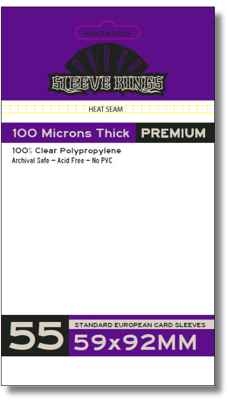 Premium Standard European Card Sleeves (59x92mm) 55 Pack, 100 Micron, SKS-9904