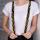 Suspenders - 1.0" - Bat Signals Stacked w CLOSE-UP Yellow Black